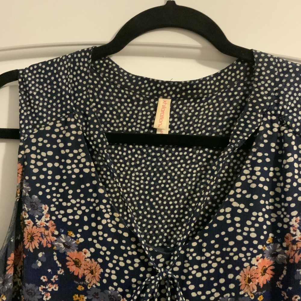 Xhilaration Navy Blue and White Midi Tank Dress Size XL